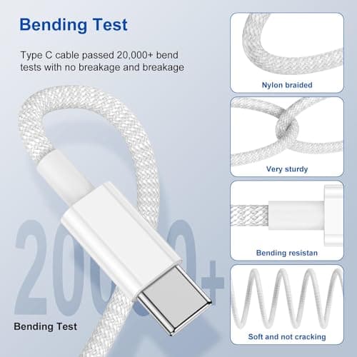 3-Pack Grey [3.3FT+6.6FT+10FT] 60W USB C to USB C Cable, Type C Fast Charging Cable for iPhone Air 17 16e 16 15 Pro Plus Pro Max，for Galaxy S25, for iPad Pro/Air/mini, for MacBook Pro/Air and More — view 2