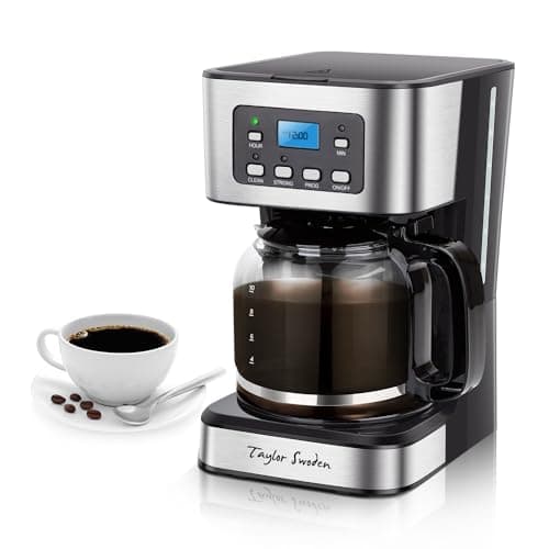 Taylor Swoden 12-Cup Programmable Coffee Maker, Black & Stainless Steel