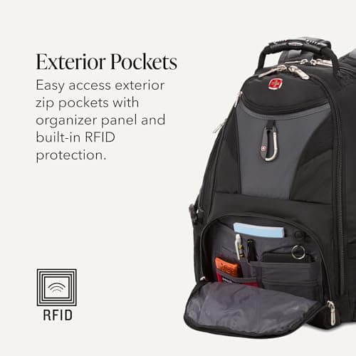 SWISSGEAR 1900 ScanSmart Laptop Backpack, Fits Most 17-Inch Laptops, TSA-Friendly Lay-Flat Design, RFID Protection, and Tablet Pocket, Black, 31L, 18.5-Inch — view 3