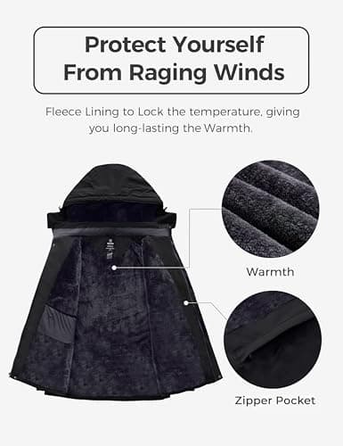 Wantdo Men's Ski Coats Winter Jacket for Men Waterproof Plus Ski Jacket Windproof Parka with Hood Black 2XL — view 3