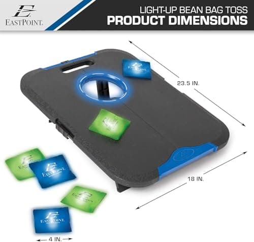 EastPoint Light-Up Cornhole Board Set - 24 x 18 in, 8 Cornhole Bags - Built-in LED Lights for Outdoor Games - Foldable with Carry Handles for Backyard Games - Integrated Return for Bean Bag Toss — view 7