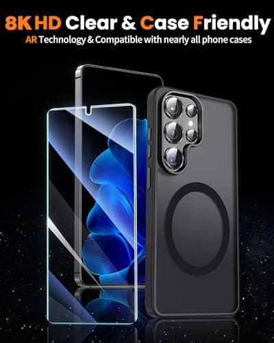 firtstnow 3 Pack for Samsung Galaxy S25 Ultra Screen Protector Tempered Glass + 1 Pack Camera Lens Protector, Military Grade Shatterproof, 9H Hardness, Fingerprint Unlock,Case Friendly 6.9 Inch — view 4