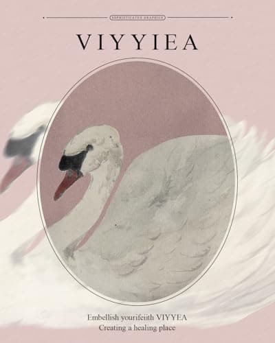 VIYYIEA Gold Framed Wall Art, Swan Pink Canvas Print Home Decor Vintage Art Painting Picture Bathroom Wall Decor, Animals Artwork for Living Room Bedroom Kitchen Office - 14L x 11W — view 3