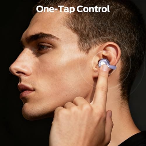Monster Open Ear AC225 Earbuds, Bluetooth 6.0 Wireless Headphones, Stereo Sound, Lightweight Comfort Clip-On Earbuds with ENC Mic for Clear Calls, 36H Playtime, Touch Control, IPX6 Waterproof, Purple — view 4