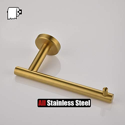 JQK Gold Toilet Paper Holder, 5 Inch Tissue Paper Dispenser, 304 Stainless Steel Wall Mount, Brushed Gold, TPH100-BG — view 7
