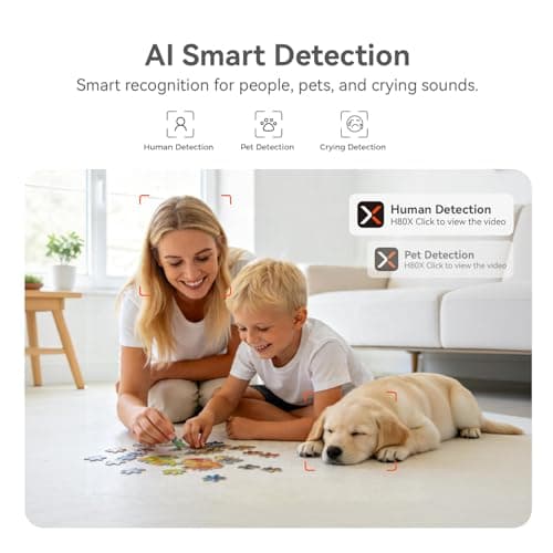 xpai 4K UHD Indoor Camera, 64G Built-in Storage No Subscription,Pet Camera Indoor with Phone App,Work as Baby Monitor/Cat/Dog Camera,360°Pan&Tilt,Two-Way Talk,Privacy Mode,AI Tracking/Detection — view 3