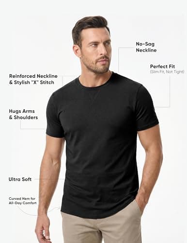 JMIERR Mens 3 Pack Short Sleeve T Shirts Black/Light Grey/Army Green L — view 3
