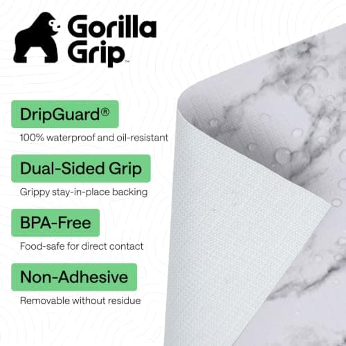 GORILLA GRIP DripGuard Drawer and Shelf Liner for Cabinet, Slip Resistant Non Adhesive Protection for Kitchen, BPA Free Smooth Surface Plastic Liners for Cabinets, Bathroom Drawers, 12x20, Marble