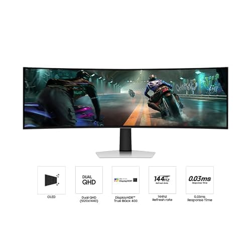 Samsung 49" Odyssey OLED G9 (G91SD) Dual QHD QD-OLED G-Sync Compatible Curved Gaming Monitor, 144Hz, 0.03ms, AMD FreeSync Premium Pro, Ergonomic Stand, 3 Year Warranty, LS49DG910SNXZA