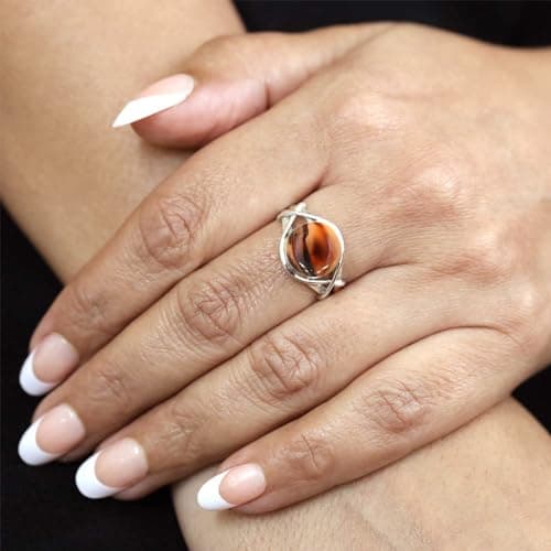 JEWELOPORIUM Multicolor Montana Agate Silver Ring Size 9, 925 Sterling Silver Ring for Women, Natural Round Stone Handmade Jewelry — view 2