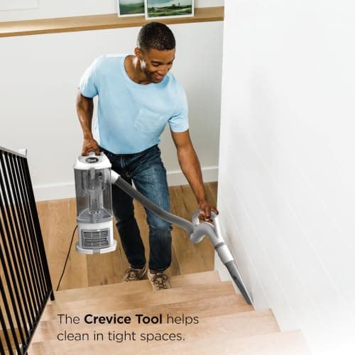 Shark Upright Vacuum Cleaner | Navigator Lift-Away | Pet Hair, Carpet & Hard Floor Cleaning | Dusting Brush & Crevice Tool | HEPA Filter | Swivel Steering | White/Silver | NV356E — view 3