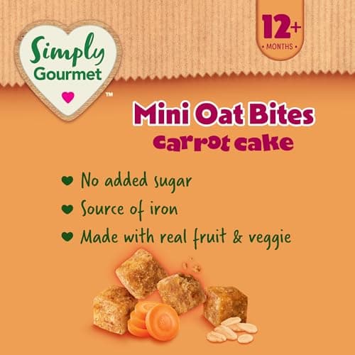 Simply Gourmet Mini Oat Bites, Carrot Cake, 13 x 36g | Toddler Snack | No Added Sugar | Source of Iron | Gluten-Free | Made in Canada — view 3