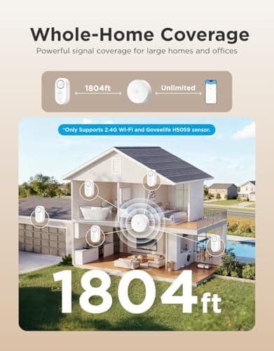 GoveeLife Upgraded Smart Water Leak Detector 1s with 1804 ft Ultra-Long Range, WiFi Water Sensor with SMS/Email/APP Push and Sound Alarm,5-Year Battery Life, 1 Pack, Suit for Home, Basement, Kitchen — view 2