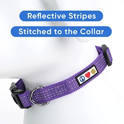 Pawtitas Small Reflective Adjustable Puppy Collar - Purple, Matching Leash and Harness Available — view 2