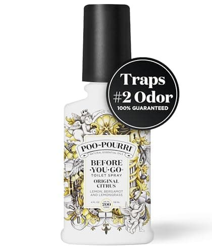 Poo-Pourri Before-You-Go Toilet Spray, Original Citrus, 4 Fl Oz, Up to 200 Uses, Bathroom Odor Deodorizer, Plant-Based with Essential Oils, for Home or Work, Lemon, Bergamot and Lemongrass Scent
