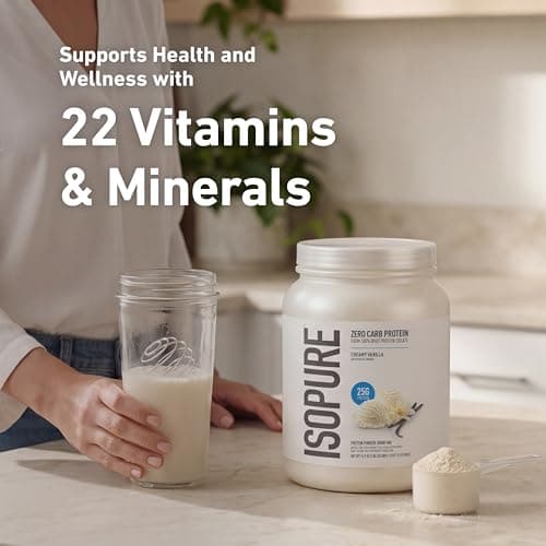 Isopure Zero Carb 100% Pure Whey Isolate Protein Powder, Lactose Free, Gluten Free, with Vitamins, Creamy Vanilla, 25g Protein Per Serving, 1 Lb, 15 Servings (Packaging May Vary) — view 5
