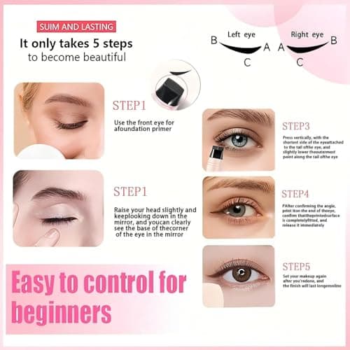 PAGE VINE Winged Eyeliner Stamp Pen Dual Head Rotating Design, Quick-Dry, Long-Lasting, Smudge-Proof for Easy Cat Eye (Black) — view 7