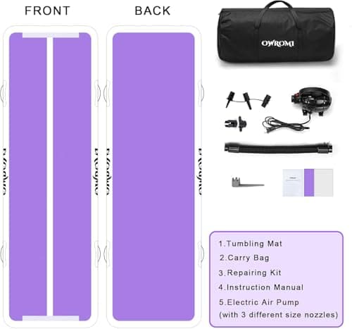 Tumble Track Mats for Gymnastics, Kids Air Gymnastics Mats for Tumbling Thick Inflatable Gymnastics Tumbling Track Mat 6.6/10/13/16.4/20ft Training Tumbling Mat with Electric Pump for Home/Water Fun — view 5