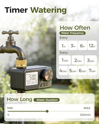 Diivoo Water Sprinkler Timer with Brass Inlet & Outlet, Irrigation Hose Timer with Weekly and Daily Frequency Irrigation, Rain Delay and Manual Watering for Lawns and Gardens