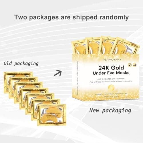 Permotary 30 Pairs Crystal Collagen Under Eye Mask, Gold Gel Collagen Eye Pad For Moisturizing, Reducing Dark Circles & Puffy Eyes (Gold) — view 7