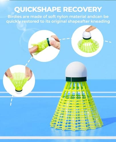 HIRALIY 6/12/24 Pack Badminton Birdies Nylon, 360 Nylon Glow in The Dark Badminton Shuttlecocks for Backyard, 2 Color Light Up Durable Set, Wind Resistant Ball for Family (Regular Birdies, 12) — view 2