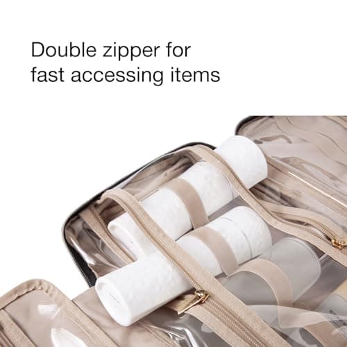 BAGSMART Large Toiletry Bag Travel Bag with Hanging Hook, Water-resistant Makeup Cosmetic Bag Travel Organizer for Accessories, Shampoo, Full Sized Container, Toiletries — view 3