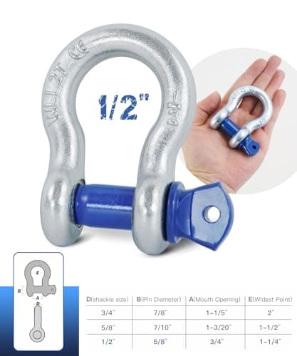 Krytonel 4 Pack 1/2" D Ring Shackle with 9/16" Screw Pin, 26,400 lbs Break Strength Heavy Duty Tow Recovery for Winch Off-Road Jeep Truck ATV UTV — view 4