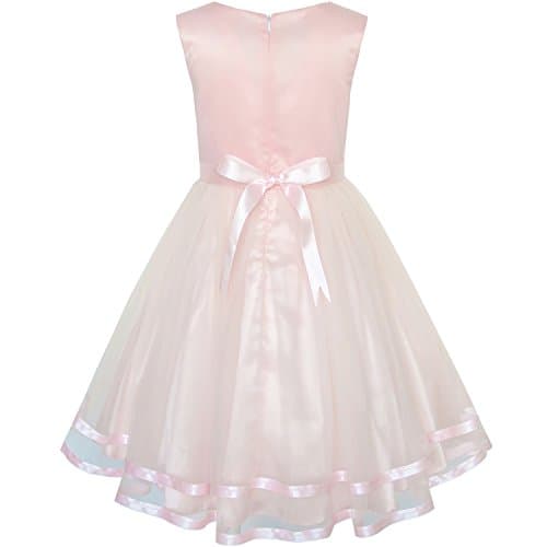 KP25 Flower Girls Dress Blush Belted Wedding Party Bridesmaid Size 8 Pink