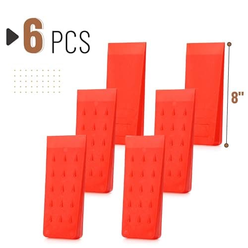 UNCO- Tree Felling Wedges with Spikes, 8 Inch, 6 pcs, Orange, Plastic Wedges for Tree Cutting, Logging Tools and Equipment