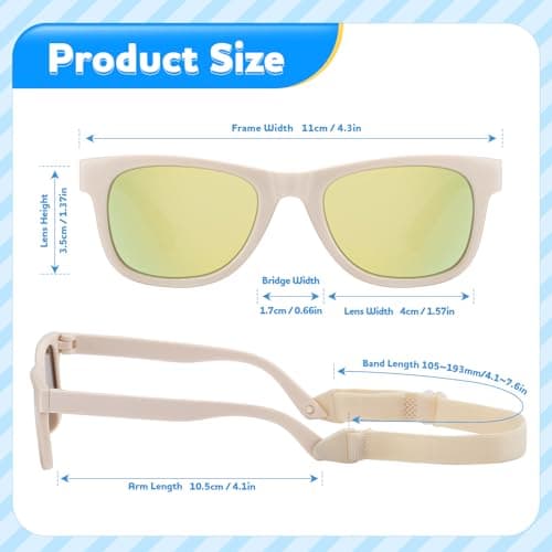 Baby Infant Toddler Sunglasses with Strap for Boys Girls Age 0-24 Months, 3 Pack Flexible TPEE Rubber Frame Kids UV400 Protection Sunglasses Newborn Shades