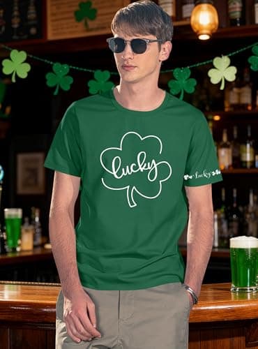 MEESHEEP St Patricks Day Shirt Men Lucky Irish Shamrock Tshirt Green Short Sleeve — view 2
