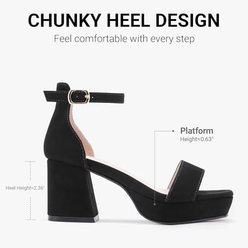 LAURMOSA Girls Dress Shoes Flower Girl Shoes Black High Heels for Kids Dress Sandals Wedding Party Dance Pageant Formal Ankle Strap Block Heels Platform Pumps Big Kids Size 3(CAL1038NuBlack 3) — view 4