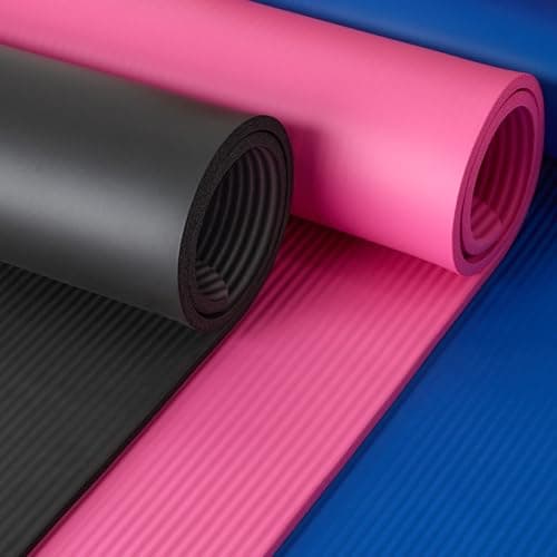 Amazon Basics 1/2 Inch Extra Thick Exercise Yoga Mat with Carrying Strap for Home Workouts and Fitness, 74" x 24", Black — view 3