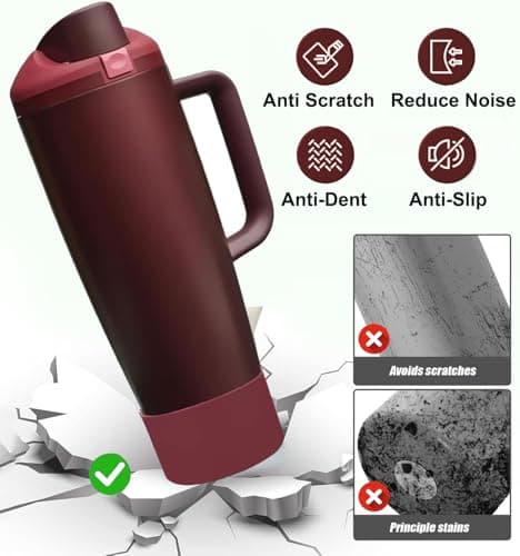 Protective Silicone Boots for Owala 30oz & 40oz FreeSip Sway Bottles & Tumblers, Anti-Slip Protective Sleeve, Black Cherry — view 4