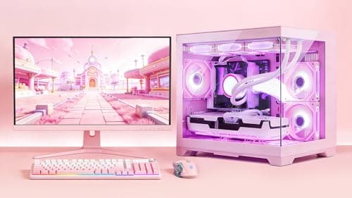 HELLOLAND Ocean Park Pink Gaming Desktop Computer with KB & Mouse, AMD Ryzen 7 9700X 8-Core 3.8 GHz, RTX 5070 12GB, 32GB DDR5, 1TB PCIe SSD, 850W PSU, Fusion 2.0 APP RGB Fan Control, Windows 11 — view 6