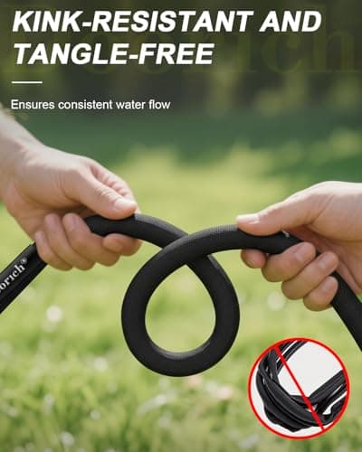 Doorich Garden Hose, Lightweight, Ultra Flexible, Durable, Kink-Free Water Hose - Made of TPU, Drinking Water Safe Material, Non-Shrinking, Easy to Store, All-Weather, Black (50 FT) — view 4