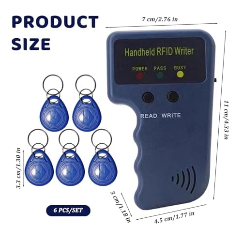 125KHz Proximity ID Duplicator Handheld RFID Reader Writer Set, Portable Key Copy Machine with 5 Writable Key Fobs, Not Include Battery, Cloning Tool — view 2