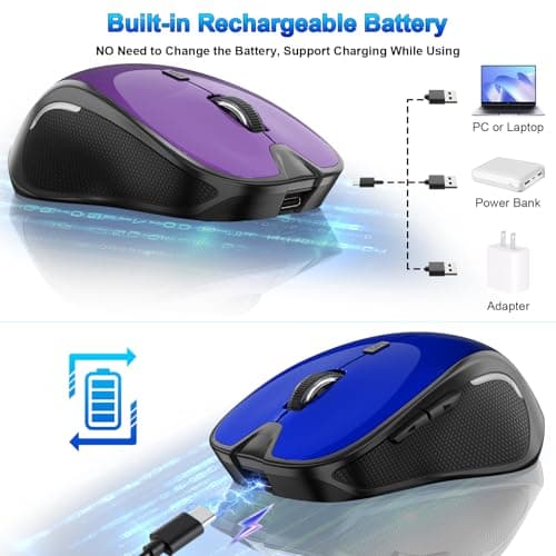 Mouse for MacBook Bluetooth Wireless Mouse Laptop MacBook Air Mac Pro Silent Rechargeable PC iPad Optical Mouse with Jiggler Dual Mode Switch Bluetooth 5.2/3.0 and 2.4GHz USB Type-C Receiver ROSE GOLD — view 5