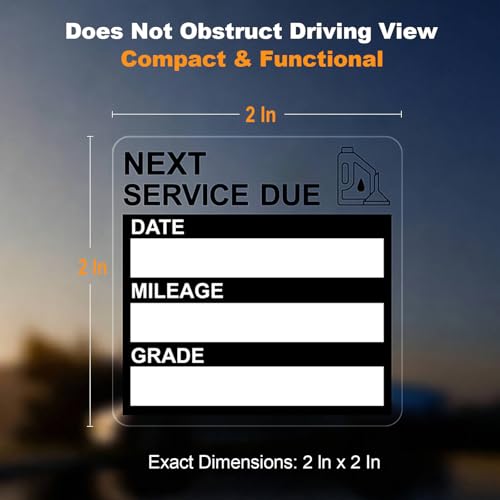 Static Cling Oil Change Stickers for Windshield, 120 Pcs 2x2 Inches No Glue No Residue Clear Next Service Due Reminder Labels for Car Window, Upgraded Transparent Removable Auto Maintenance Sticker — view 3