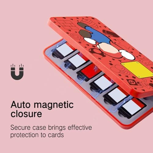 PERFECTSIGHT Switch Game Card Case for Nintendo Switch 2/ Lite / OLED, Game Holder Cartridge Case for Game Cards and 48 SD Cards, Kawaii Portable Compact Storage Box (Red M, 24 Slots) — view 3