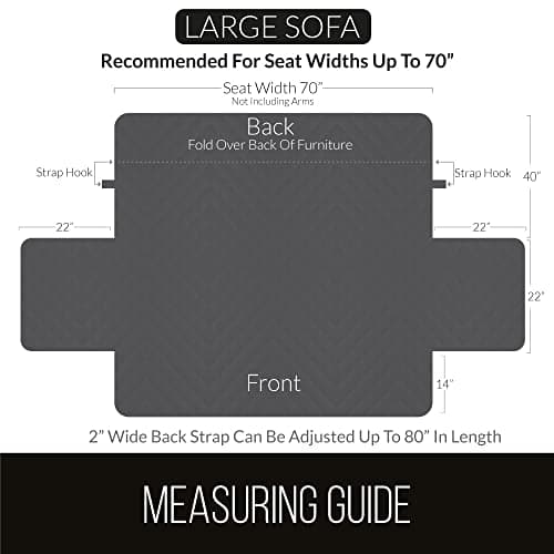 Sofa Shield Couch Cover for Dog and Pets, Couvre Protector for Sofas, Reversible Stain Resistant Housse Canapé, Quilted Microfiber 178 cm 3 Seat, Patented Slipcover with Strap, Light Gray Charcoal — view 5
