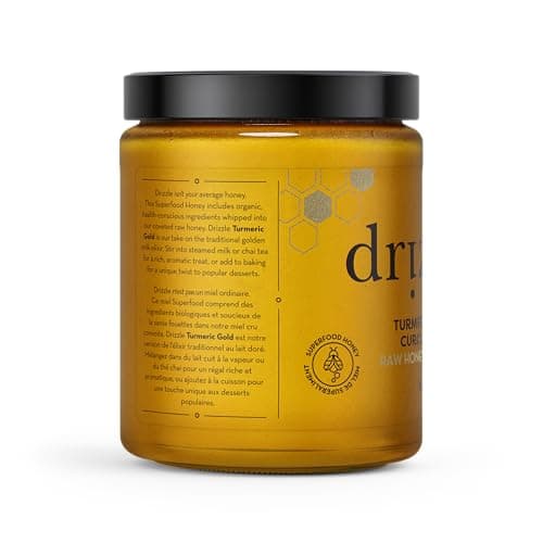 Drizzle Turmeric Gold Raw Honey - Superfood Anti-Inflammatory Blend - Rich in Nutrients and Beneficial Enzymes - Notes of Turmeric & Cardamom - 100% Raw, Pure Honey - Gluten-Free, Paleo-friendly (350g) 2-Pack — view 3