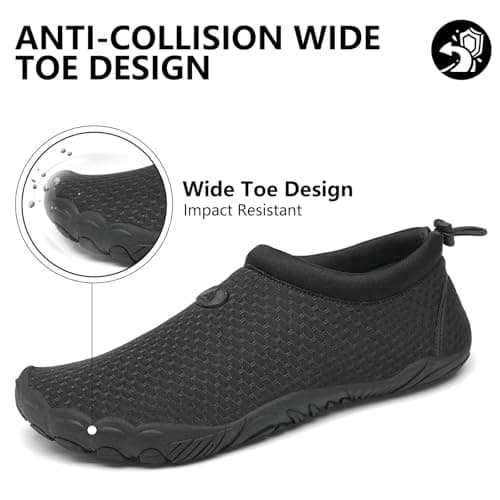 Mishansha Womens Mens Water Shoes Wide Toe Box Swim Beach Barefoot Shoes Quick Dry Non Slip Lividity Black 11 Women/9 Men