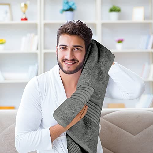 Utopia Towels Premium 100% Combed Ring Spun Cotton Bath Towels, Ultra Soft and Highly Absorbent, 27 by 54 inches, Large Bath Towels, 4 Pack, Grey — view 5