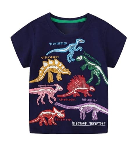 Winzik Boys Shirts, Toddler Boys' Tops Tees T Shirts Kids Short Sleeve Summer Dinosaur Clothes 2-8T (4-5T, Dinosaur 3#)