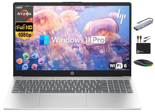 HP Laptop for 2025-2026 Home Student Business, Lifetime MS Office, AI Computer, 15.6” FHD, AMD Ryzen 7, 64GB RAM, 2.5TB Storage (2TB SSD+ 500GB Ext), Wi-Fi 6, Privacy Cam, MarxsolAccessory, Win 11 Pro