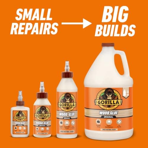 Gorilla Wood Glue, 8 oz., Water Resistant PVA Wood Glue for Indoor & Outdoor Projects, Fast Clamp, Natural Color, Paintable & Sandable — view 7
