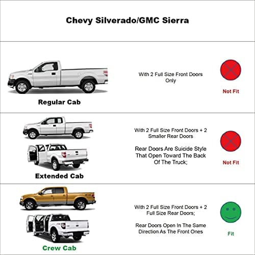 Deebior Side Wind Deflector, 4pc Out-Channel Rain Guards, Smoke Window Visors fit for 2007-2014 Chevy Silverado/GMC Sierra 1500/2500HD/3500HD Crew Cab, 07-14 Yukon XL/Suburban/Avalanche 94515