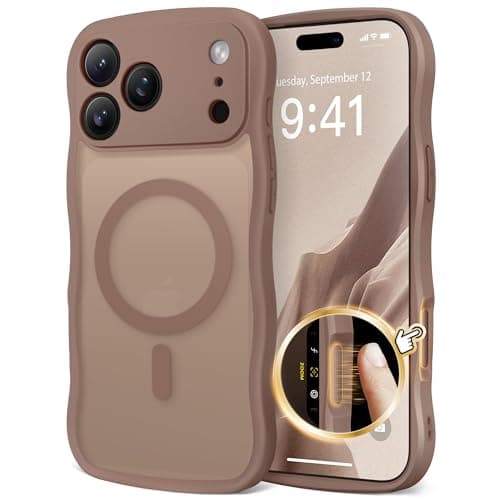 CAPRARO Magnetic for iPhone 17 Pro Max Case for Women Girls, Upgraded [Full Camera Protection] [Compatible with MagSafe] Cute Wave Translucent Matte Phone Case for iPhone 17 Pro Max, Brown