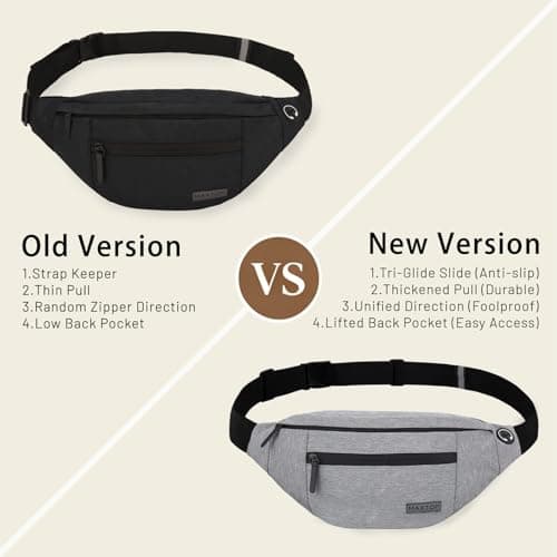 MAXTOP Large Crossbody Fanny Pack with 4-Zipper Pockets,Gifts for Enjoy Sports Festival Workout Traveling Running Casual Hands-Free Wallets Waist Pack Phone Bag Carrying All Phones — view 5